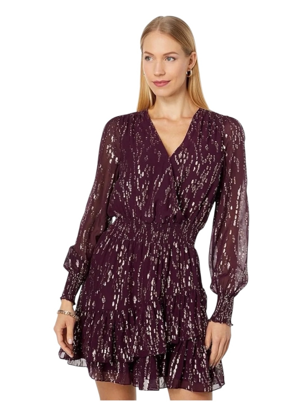 Lilly Pulitzer Cristiana Purple Long Sleeve Silk Dress Size 16 NWT